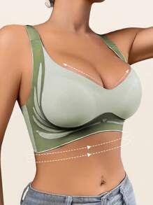 Sujetador ligero de soporte para el pecho, sujetador con soporte suave y sin costuras, sujetador ligero para mujeres, sujetador push-up, sujetador moldeador de pechos, ropa interior sexy para mujeres, sujetador ideal para pechos grandes con soporte y ajuste lateral anti caída
