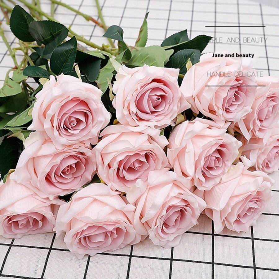 1PC/2PCS玫瑰，仿真多色玫瑰，用于婚礼装饰，派对装饰，人造玫瑰，手工花束，塑料花，情侣礼物，以及各种节日，婚礼装饰，节日派对桌面装饰，家居装饰，情侣表达，桌面花束