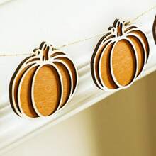 1pc Halloween Pumpkin Garland Banner With Black And Orange Beads, Wooden Fall Decor For Thanksgiving Party Home Wall Decoration, Autumn Holiday Decoration Home Decor Halloween Decor Room Decor
