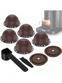 9pc Refillable Coffee Capsules For  Vertuo Pods Replacement - Chocolate Brown - View 1