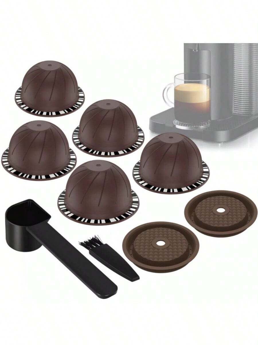 9pc Refillable Coffee Capsules For  Vertuo Pods Replacement - Chocolate Brown - View 1
