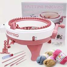 48-Nadel Sentro Strickmaschinen-Set mit Ständer, runder intelligenter Webrahmen für Erwachsene und Anfänger, DIY Bastelwerkzeug zum Herstellen von Mützen, Schals, Handschuhen, unaufgeladen (Garnfarbe ist zufällig) Strickmaschine mit 48 Nadeln, handgefertigte Woll-Webmaschine