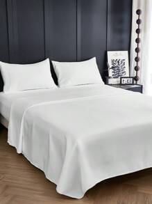 2/3/4pcs  Fitted Sheets Set, Bedding, Cozy And Warm Bedding, Solid Color Bedding Sheets, Easy Care And Comfortable, Breathable Bed Set, For Single, Twin, Full, King, Queen Bed Sizes, Suitable For Bedroom, Guest Room, Halloween Gift, Dormitory, All Seasons, Machine Washable