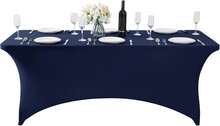 6 Pack Spandex Table Cover For 6FT Table Universal Fitted Stretch Tablecloth For Party, Banquet, Wedding And Events-Navy - Navy Blue - View 5