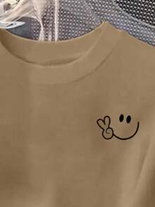 CAMISETA DE DAMA CON ESTAMPADO CARITA FELI MINI PARA ESTE VERANO IDEAL PARA GYM O CASUAL - Caqui - Ver 4