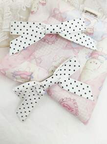2pcs Ladies White Polka Dot Bow Hair Clips, Sweet Cute Polka Dot Bow Hairclips, Everyday Hair Accessory, Claw Clips, Alligator Hair Clip, Clips For Hair, Hair Slide, Hair Claws