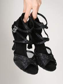 1 Pair Black/ Dance Shoes Mesh Latin Dance Shoes Soft Bottom Silk Satin Tango Jazz Modern Ballroom Dance Shoes 9cm Heel