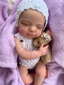 Muñeca recién nacida de silicona suave de 6 pulgadas Pascale | Bebé recién nacido realista con diseño lindo | Regalo de cumpleaños para niños (No se incluyen osos) - Silicona - Ver 3