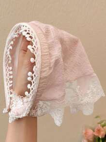 1pc Summer Floral Headband/Headscarf, Lightweight, Vintage, Lace Triangle Scarf For Women, French Style Bandanas Head Bandana Hair Scarf