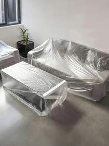 1 pieza Cubierta de plástico impermeable para muebles, cubierta adecuada para sofá, cama, armario, mesa, carro, decoración, uso en oficina en casa y dormitorio, cubierta protectora desechable para muebles