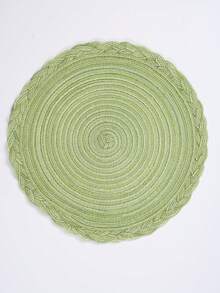 1/4/6/12pcs Bohemian Style Woven Round Placemats, Solid Color Braided Edge Anti-Slip Coasters For Home Kitchen, Dining Table, Suitable For Festivals, Parties, Birthdays, Weddings, Events (Multiple Color Options) - Green - View 7