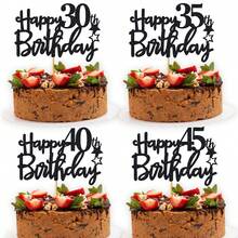 1Pc Glitter Happy Birthday Cake Topper Celebrate 10 12 13 14 15 16 17 18 21 30 40 50 60 70 80 90 100 Years Old Birthday Anniversary Party Decoration - Multicolor - View 12