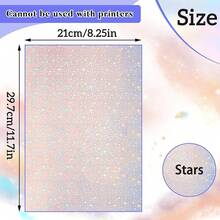 36 Sheets A4 Holographic Paper Sticker Transparent Waterproof Self Adhesive Film 11.X 8.3 Inches (Gem,, Colorful,) - 星星 - 查看 3
