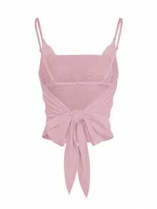 Vaiaye Women's Sexy Lace Camisole Top With Cinched Waist, Spring/Summer - Pink - View 4