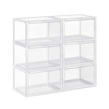 Boîtes à Chaussures, Lot de 6, Coffre de Rangement, Empilable, avec Porte, en Plastique, Pointure jusqu'à 46, 36 x 28 x 22 cm, Transparent - Transparent - Voir 2