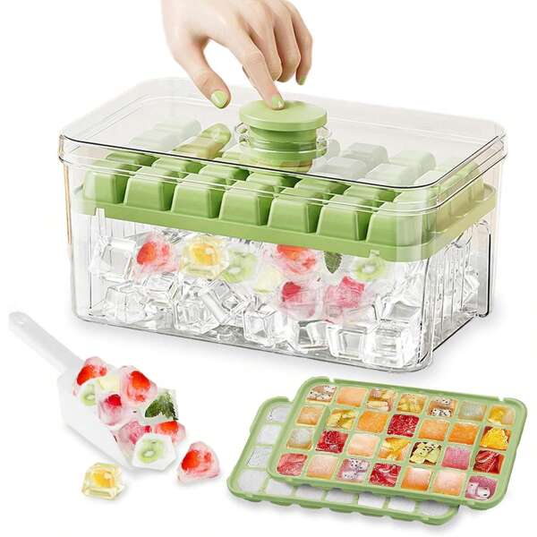 [ Commercial-Grade Large Capacity ] 56-Compartment Integrated Silicone Ice-Making Mold | 3-Second Demolding + Material | Special Ice Hockey/Square Ice Box For Making Drinks In Milk Tea Shops