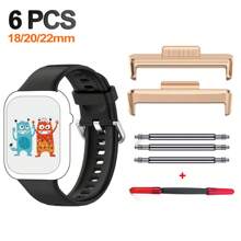 6 pièces/set Adaptateurs compatibles avec la sangle de la montre Watch Fit 3 4, convertisseur de 18 à 22 mm. Accessoires de connecteur en alliage compatibles avec la bande de la montre Watch Fit 4pro