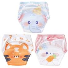 5pcs/Pack Baby Washable Potty Training Pants With Printed Patterns, Reusable Baby Underwear For Toilet Training, Suitable For Newborn, Toddler Boys And Girls