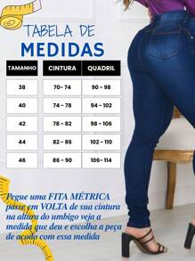 Kit 2 Calça Feminina Jeans Skinny com Elastano (Lycla) Cintura Alta Levanta Bumbum
