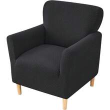 Local Delivery - Banquet Armchair Slipcover Printed Chair Covers With Arms Stretch Club Chair Slipcover Soft Armchair Sofa Covers Anti-Slip Furniture Protector For Dogs Pets Home Living Room Decor, 14 - T-jacquard Black - 查看 1