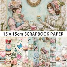 12/24PCS Tea Party Theme Scrapbook Paper Pad, 5.9*5.9inch Shabby Chic Pattern Vintage Tea Party Scrapbook Paper For DIY Crafts Journaling Scrapbook Supplies Gift Wrapping Album Art Decorative Craft Paper, Scrapbooking Supplies