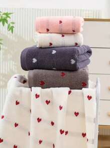 1 pezzo/2 pezzi (asciugamano + accappatoio) Asciugamano jacquard spesso e assorbente con motivo a cuore, asciugamano viso e corpo senza pelucchi, ideale per casa, bagno, palestra, SPA, piscina, morbido e delicato sulla pelle, adatto per salone di bellezza e bagno di casa