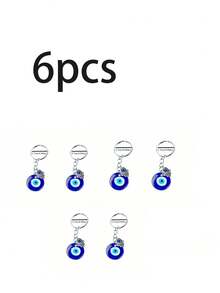 2pcs/Set Blue Evil Eye Fatima Hand Keychain Amulet, Lucky Alloy Keychain Combo, Keyring, Bag Charm, Car Key Chain, Ideal Gift For Friends, Couples, Parties, Packaging Decor, Auto Keychain, Couple Gift, Student Holiday Gift, Handbag Charm, Mother's Day Gift - Blue - View 15