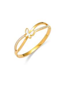 Pulseira de Aço Titanium Dourado Minimalista, Zircônia Artificial Embutida, Comprimento Ajustável, Adequada para Roupas de Verão, Férias, Presentes para Melhores Amigas, Anti-Desbotamento e Hipoalergênica, Acessório Elegante para Mulheres