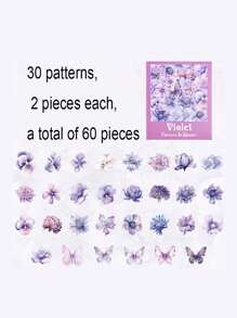 60 fogli/scatola, adesivi floreali primaverili, adesivi decorativi in PET trasparente e impermeabile, adesivi con motivi vegetali per fai-da-te, segnalibri per la lettura, decorazioni per confezioni regalo, forniture di cancelleria alla moda per la stagione di ritorno a scuola