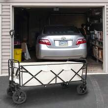 Extended Folding Utility Wagon, 330LBS Heavy Loaded Collapsible Garden Cart With Anti-Slip Wheels, Adjustable Handle And Side Pockets, Large, White, X-Large - White - View 10