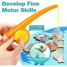 Toddler Fishing Game - Kids Woodedn Magnetic Fishing Toys Gifts For 3 Years Old Girls Boys, Fine Motor Skills For Toddler