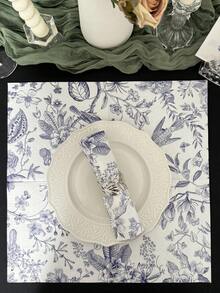 20/40 pezzi Tovaglioli monouso vintage con stampa floreale blu e uccelli, decorazioni per matrimoni, 3 strati spessi, 33x33cm, forniture per ristoranti e hotel, adatti per San Valentino, matrimoni, compleanni, anniversari, decorazioni per feste, forniture per feste - Blu retrò - Visualizzare 9