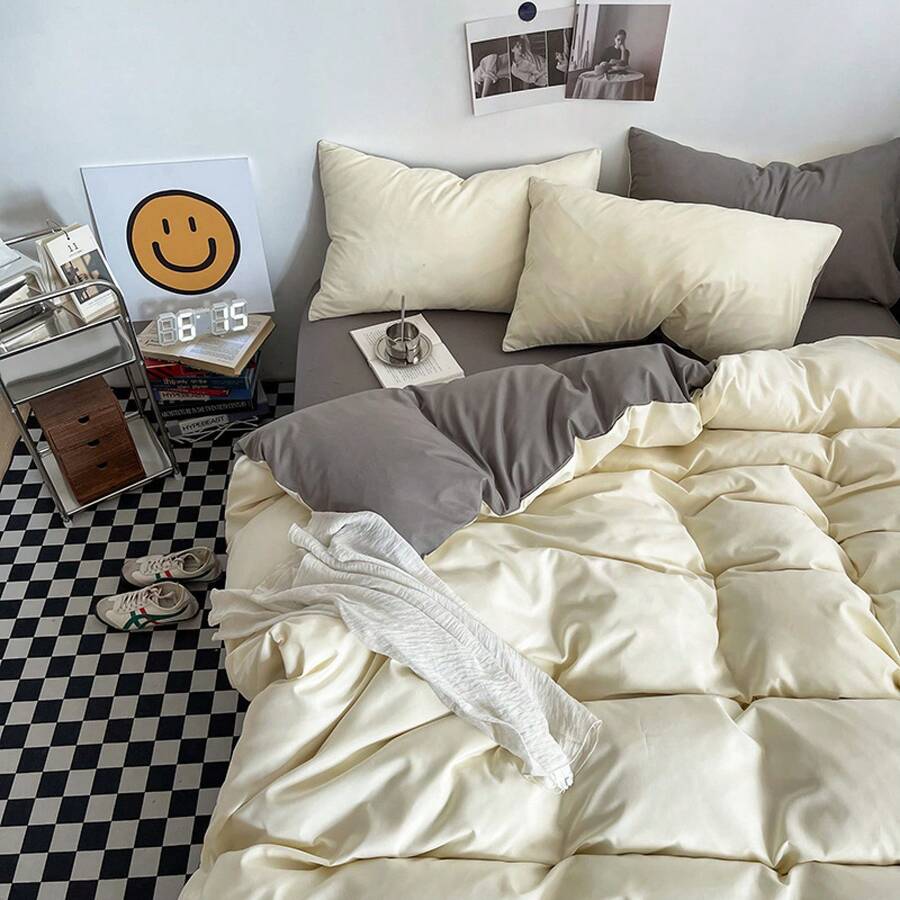 Fitted Sheets - Love Love Doppel-Pinyin – Hellgelb und Hellgrau - Übersicht 1