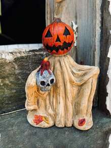 1 pièce Ornement Cape Fantôme de Citrouille de Tête Rétro d'Halloween, Décorations d'Automne pour Ambiance Mystique, Ameublement de Maison, Décorations de Chambre à Coucher, Cadeaux de Style Décoratif d'Halloween