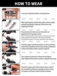MAGEFY 两副可重复使用的磁性假睫毛套装，包含磁性夹子和5支睫毛刷，卷翘浓密，女士礼物，易于佩戴和卸除，妆效自然，旅行必备，适合海滩度假、露营、返校季等场合的化妆工具 - 自然纖長款 - 查看 6
