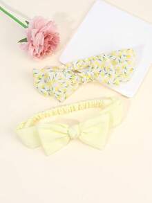 2 Piezas Diademas con Moños para Bebé Recién Nacido Niña, Diadema de Bebé Niña Amarilla, Diadema para Bebé con Estampado Suave, Artículos Esenciales para Bebé, Accesorios para Bebé. - Amarillo - Ver 8