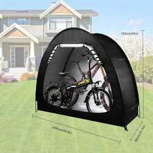 Portable Waterproof Bike Storage Shed Tent 2-4 Bicycles Durable Outdoor Shelter - 黑色 - 查看 9