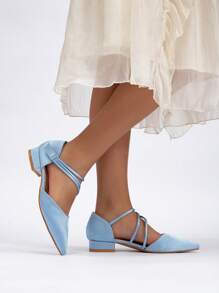 1 par de nuevos zapatos de tacón alto de punta fina de moda para el verano, zapatos con tacón bajo para adolescentes y estudiantes, bailarinas casuales para exteriores, zapatos de PUnta blanca de moda y cómodos
