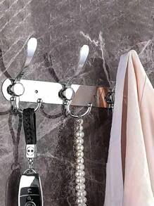 1 Piece Of Stainless Steel Towel Hook, Multifunctional Metal Hook, Creative Clothes Hook, Coat Rack Storage Hook, Punch-Free Wall-Mounted Hanger, Suitable For Bathroom, Wardrobe, Bedroom, Bathroom Accessories, Suitable For Behind The Door/Bathroom/Kitchen/Living Room/Bedroom