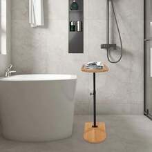 C-Shaped Side End Table, Sofa Tub End Table, Bathtub Tray Table - Baumstammfarbe+Schwarz - View 7