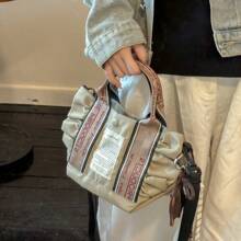 Oriental Fashion Street Fashion Bag Ruffled Jacquard Shoulder Bag With Shoulder Strap Rope Can Be Diagonal Span Can Be Shoulder Back