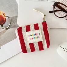 Striped Color-Blocking Makeup Bag Lipstick Pouch Coin Purse Travel Essentials For Vacation Summer Holiday Back To School School Stuff Bag For School Travel Bag For Women Makeup Bag For Travel