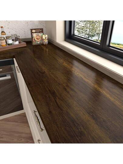 Roll Dark Bruin Wood Grain Self Adhesive Wallpaper Added Thickness Ready To Peel Separate Vinyl Contact Paper Kitchen Countertop Cabinet Furniture Renovation Film Bedroom Living Room Wand ation DIY Easy Installation Removable 17.7inX196.8/118.1/39.3in Stickers view 6