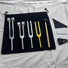 3pcs Set Ear Wax Removal Tuning Forks, Professional Healing Sound Forks For Training - 136.1Hz, 256Hz, 432Hz, 528Hz Gold Color Yoga & Meditation Body Weighted Forks - Relaxation Instruments