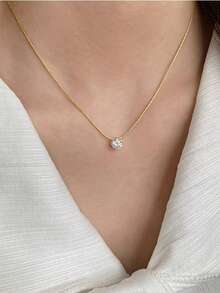 1 件精致闪亮锆石项链 - 金色