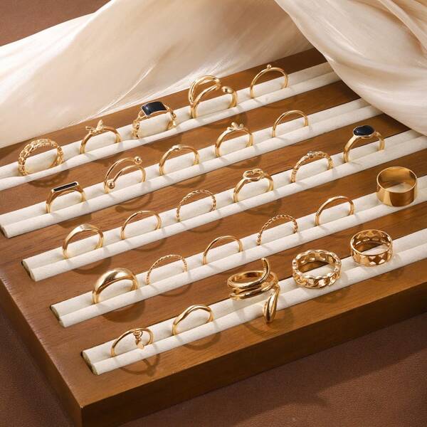 Ensemble de 27 bagues ouvertes ajustables minimalistes classiques en forme de cœur et de papillon, design à la mode et personnalisé pour femme, idéal au quotidien, pour les festivals, les vacances et les fêtes. Un excellent cadeau d'anniversaire ou de Saint-Valentin pour vos proches.