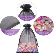 50/100 stuks geschenkverpakkingszakken, zwarte organza snoepzakken, serviesgoed, Halloween, kerst, huishoudelijke artikelen, feestartikelen voor bruiloften, festivalactiviteiten en feestbenodigdheden, geschenkverpakkingszakken, snoepzakken voor bruiloften, geschenkverpakkingszakken. Sieradenverpakking, organza zakjes, snoepzakken, reistassen, geschenkzakken voor de feestdagen, kan worden gebruikt voor fruit, anti-insectenzakken, herfst, kerstmis en Valentijnsdag.