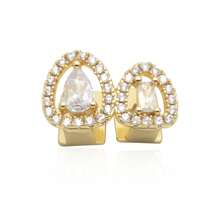 New 18K Gold Plated Geometric Water Drop Teeth Grillz, Unisex Hip-Hop High-End Hiphop Teeth Grillz