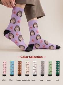 1 par de calcetines medianos personalizados para mujer con cualquier cara, calcetines personalizados con fotos, pares de calcetines con imagen personalizada interesante, aptos para el Día de San Valentín, cumpleaños, regalos y otras ocasiones