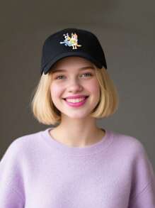 Bluey 1Pc Blueys Dogs And Bingo Family Cartoon Print Party Favor Decorative Breathable Baseball Cap Outdoor Hip Hop Snapback Black Summer Travel Sun Hat(Some Parts May Be Random)